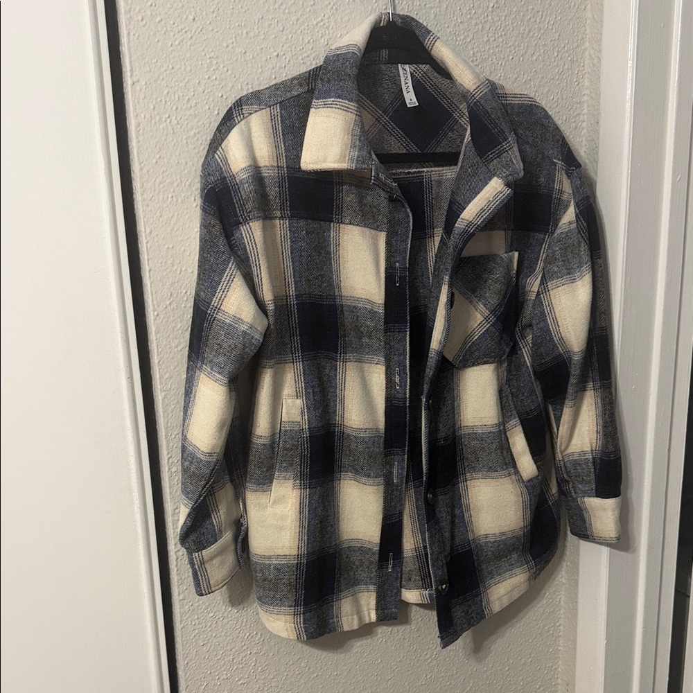 Plaid Button-Up Jacket